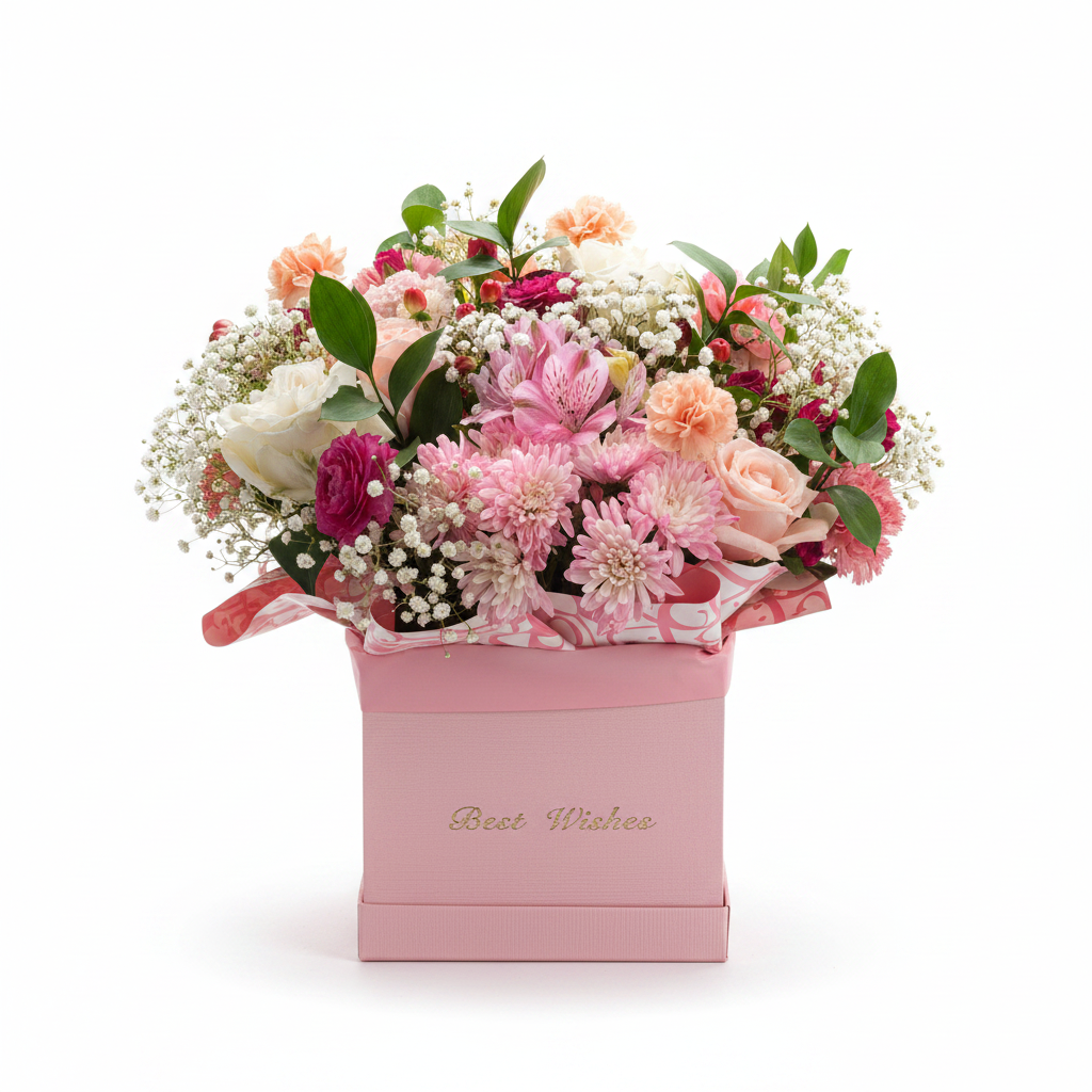 Best Wishes Flower Box White Background